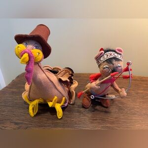 Anna Lee Festive Turkey and Native American Figurines